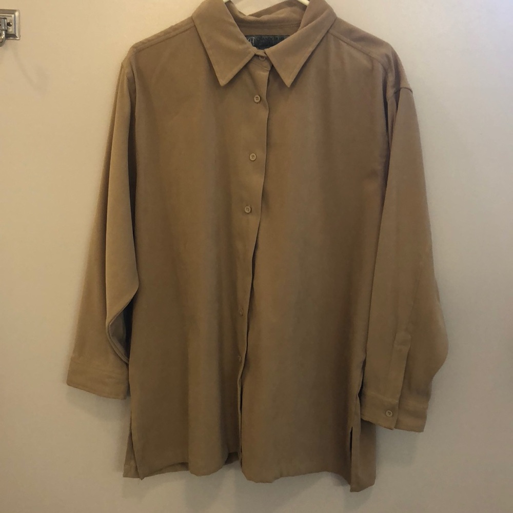 Long sleeve button up shirt.